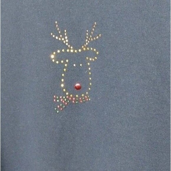 Vtg Christmas Sweatshirt  M Reindeer Rudolph Grandmacore Granny Chic Cottagecore - Picture 2 of 6